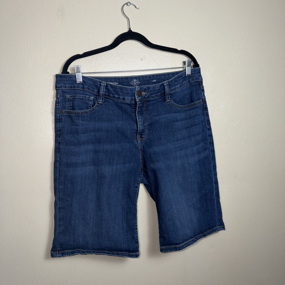 St. John's Bay Bermuda Denim Shorts Dark Wash Size 14P